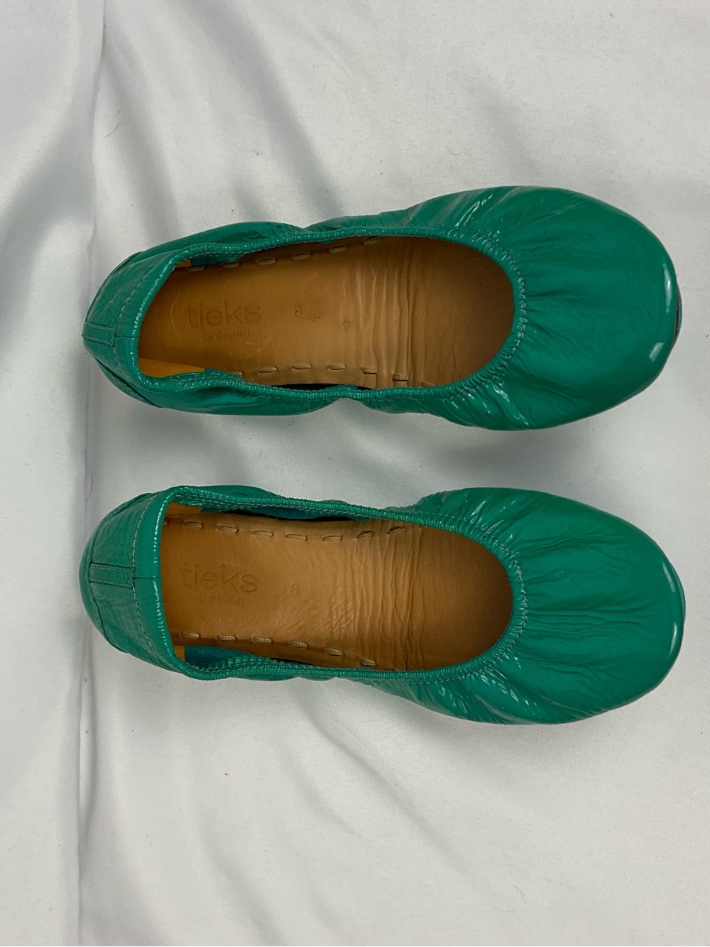 Tieks Emerald Green Patent Leather Foldable Ballet Flats Women’s Size 8 Shoes